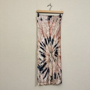 FREE PEOPLE Serious Swagger Maxi Skirt Tie Dye Velvet Pull On NWOT